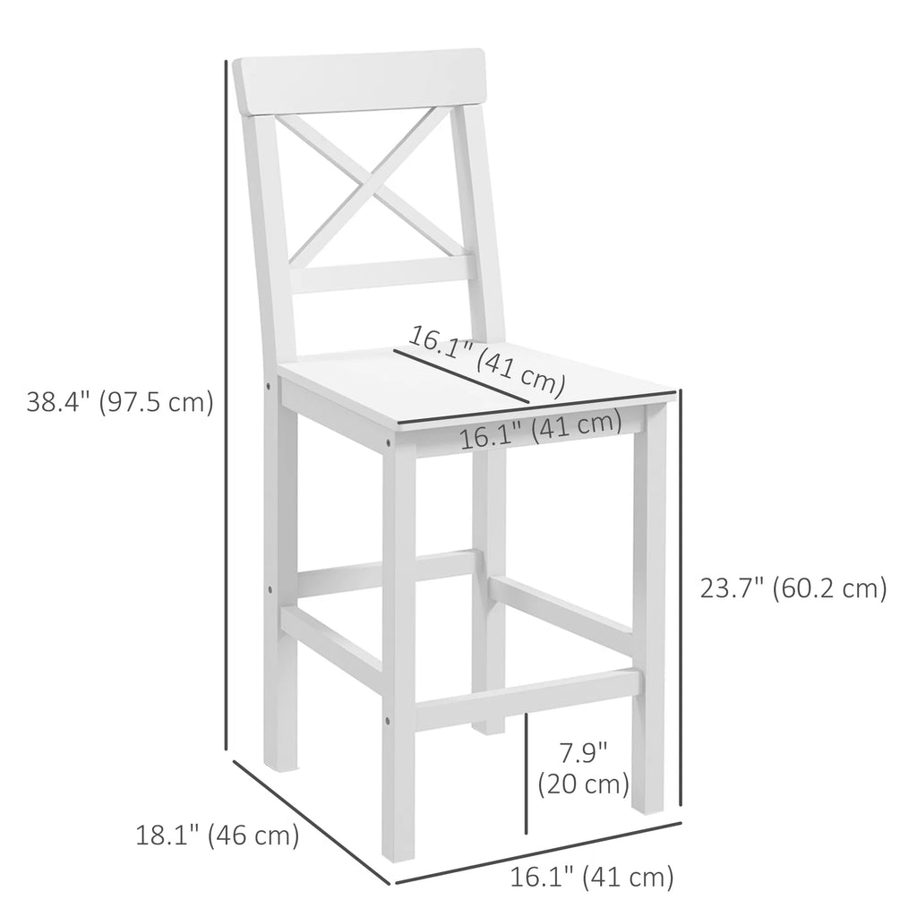 Counter Height Stools Set of 2 Farmhouse Bar Stools with Backs Wood Counter - Image 5