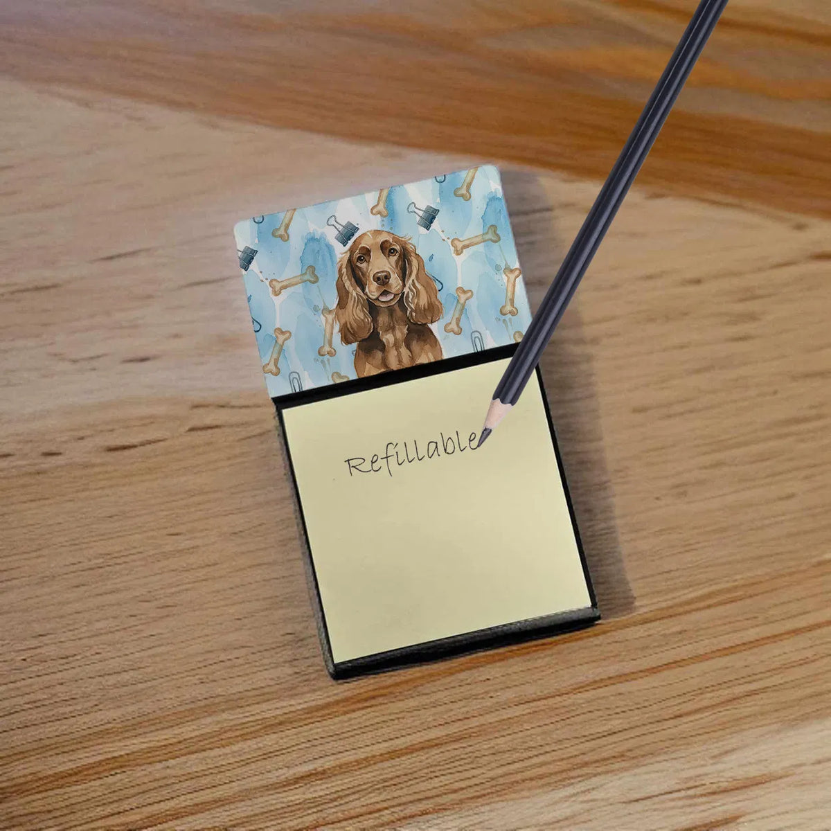 Liver English Cocker Spaniel Coworker Watercolor Sticky Note Holder - Image 3