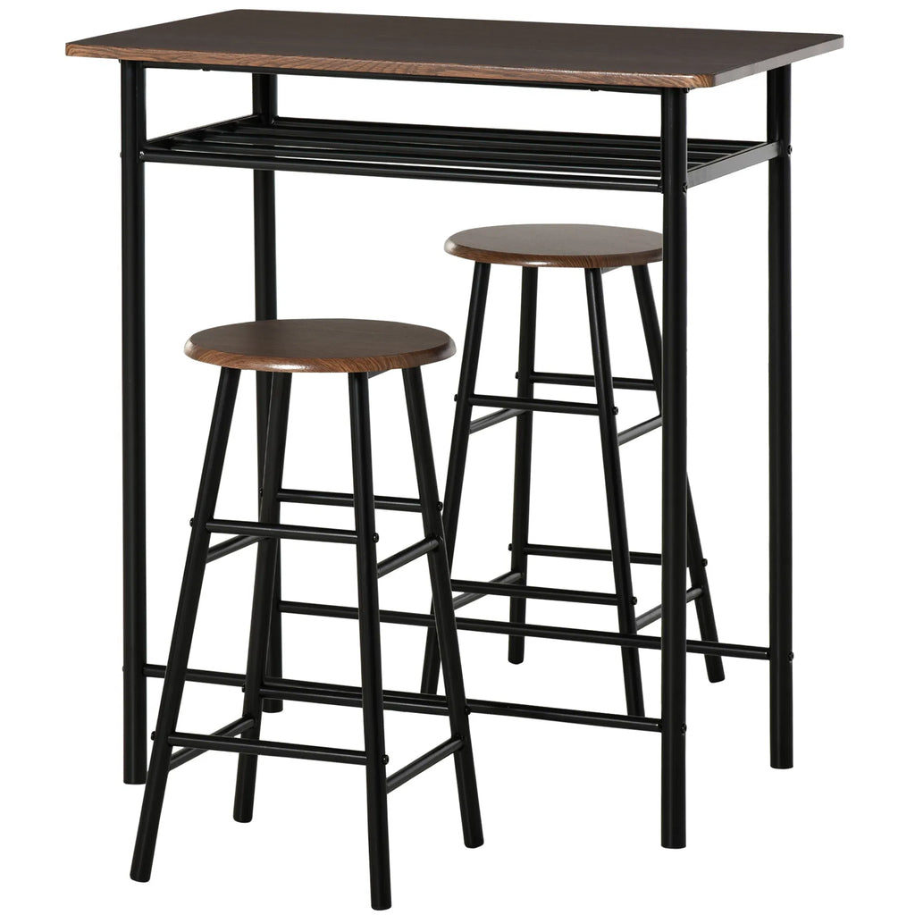 3 Piece Counter Height Bar Table Set with 1 Table 2 Matching Stools Dining - Image 4
