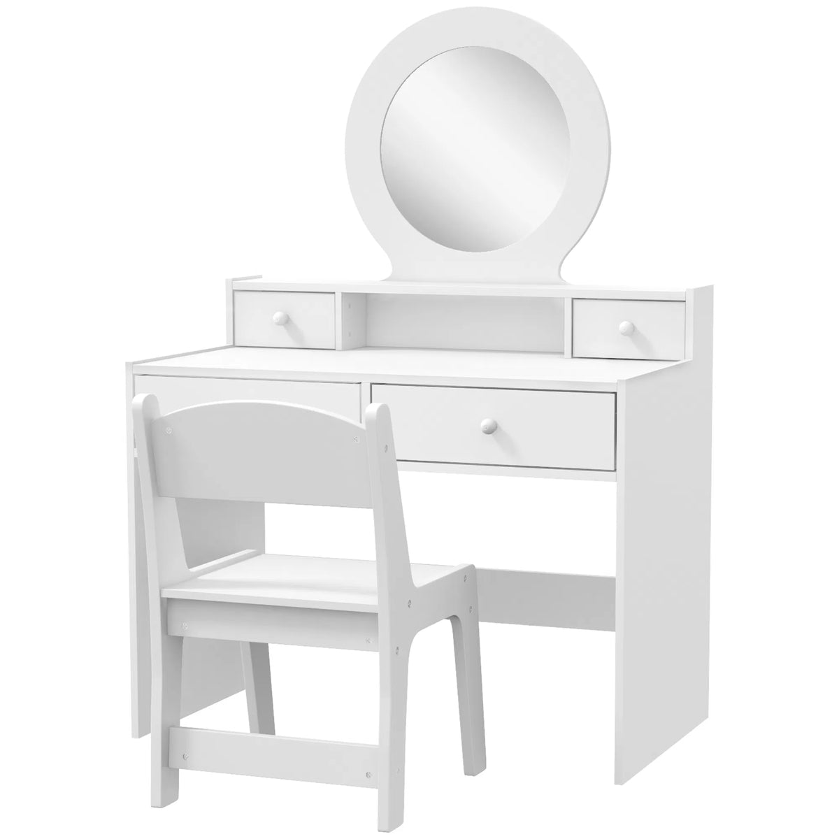 Kids Vanity Set Children Makeup Table with Mirror Stool and Storage Drawers - Image 3