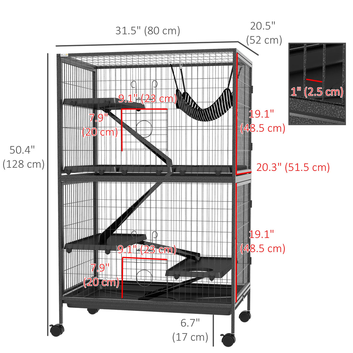 5 Tier Rolling Small Animal Cage Deluxe Guinea Pig Cage Ferret Cage for Mink - Image 5