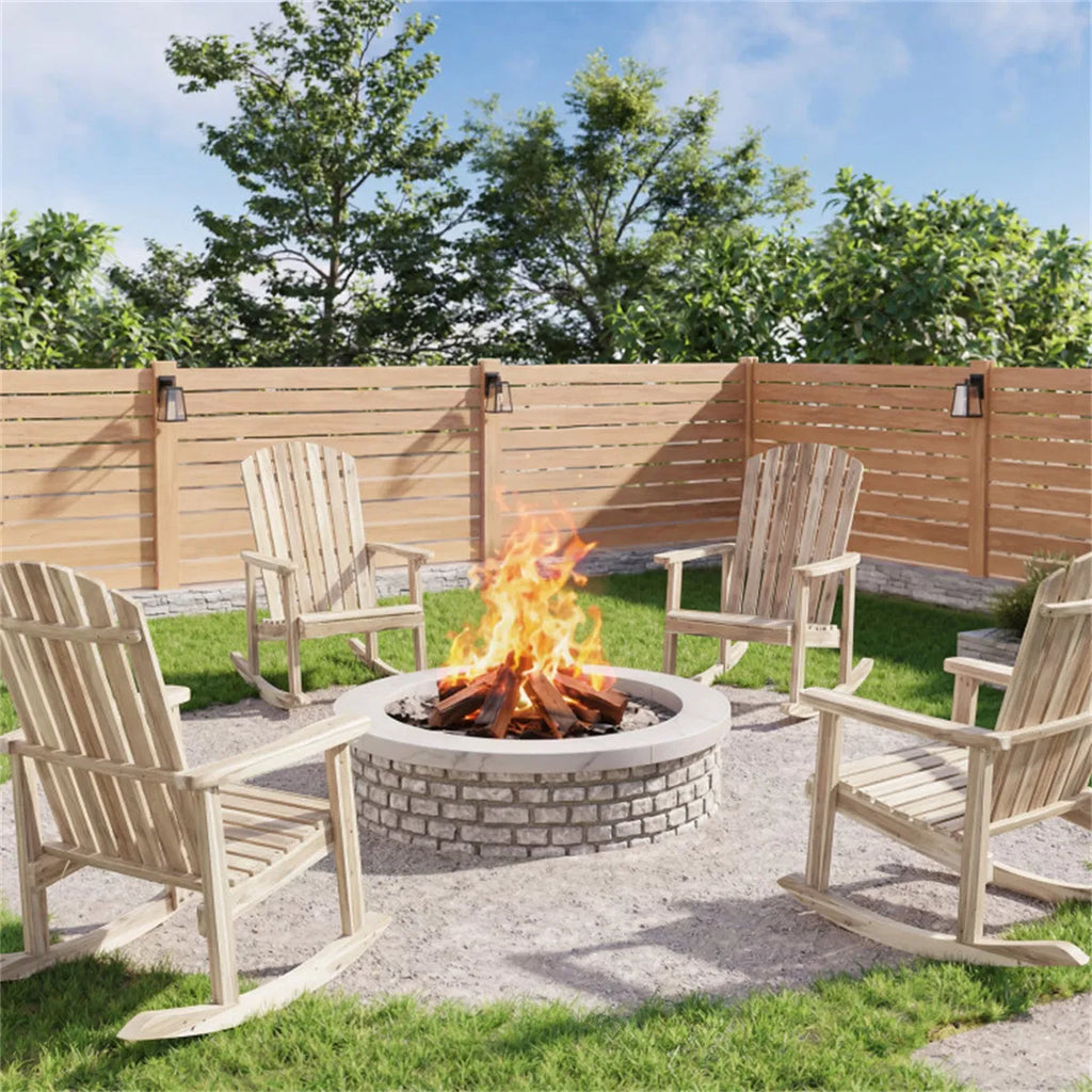 High Fanned Back Outdoor Rocker 4.5" Wide Armrests Soothing Rocking Motion for - Image 5