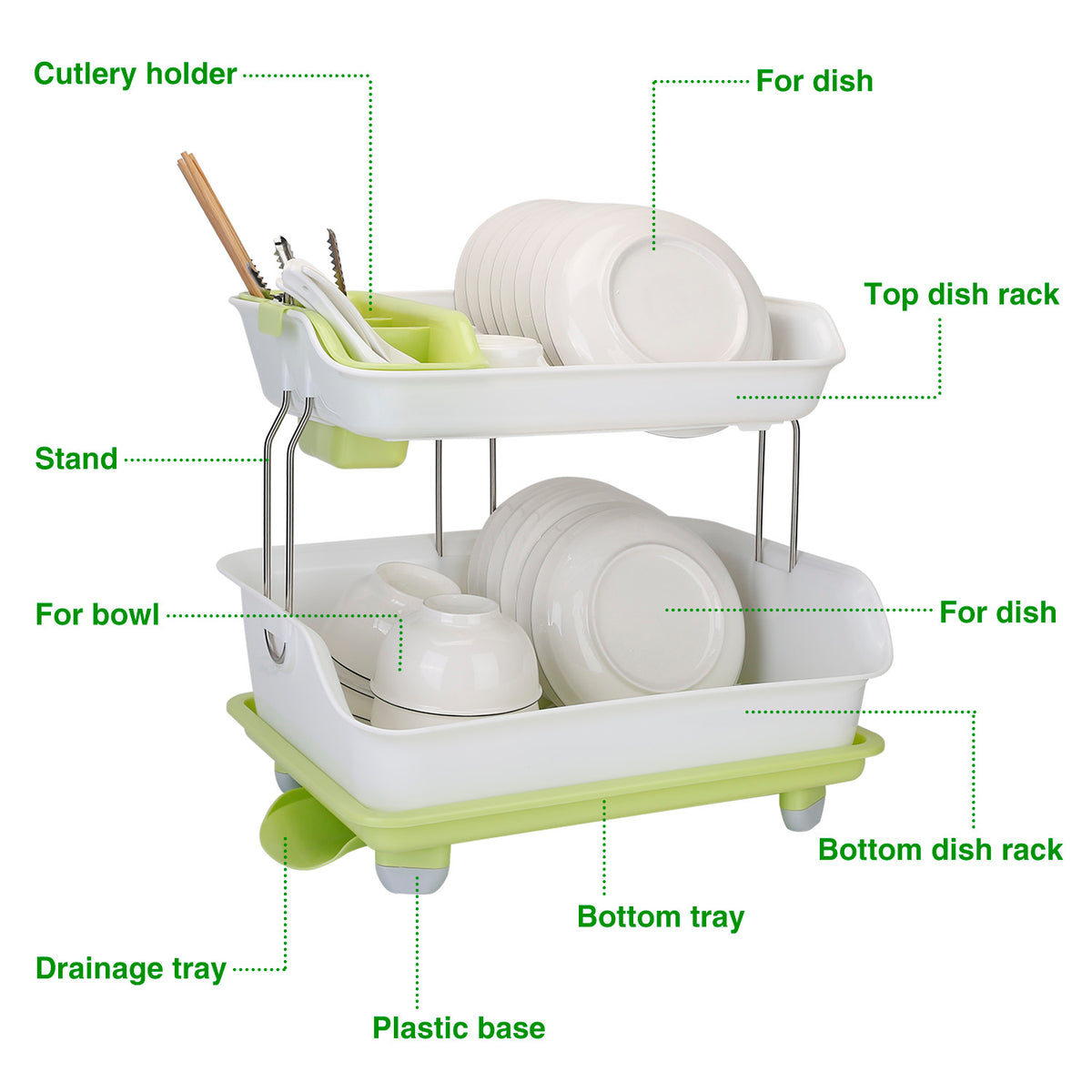 2-tier dish drying rack cutlery in use lifestyle