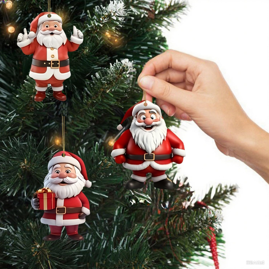 12 Pcs Christmas Tree Ornaments Funny Cartoon Santa Claus Designs Xmas Tree - Image 3