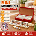 Pocket Mahjong Set 144 Mini Tiles 2 Dice Red Case Family Travel Games Gifts Toys
