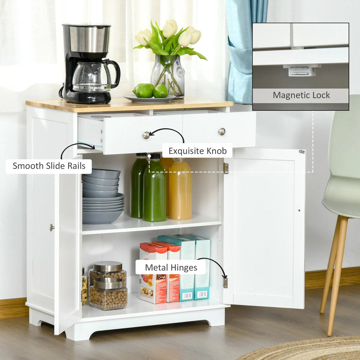 Sideboard Buffet Cabinet with Storage 27" Kitchen Cabinet with Adjustable - Image 4