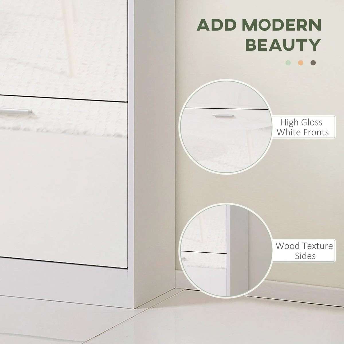 Slim Shoe Storage with 3 Flip Drawers and Adjustable Shelves Shoe Cabinet - Image 4