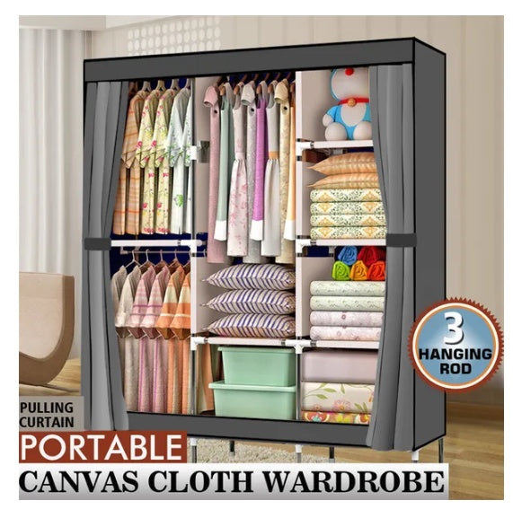 portable closet wardrobe with storage shelves
