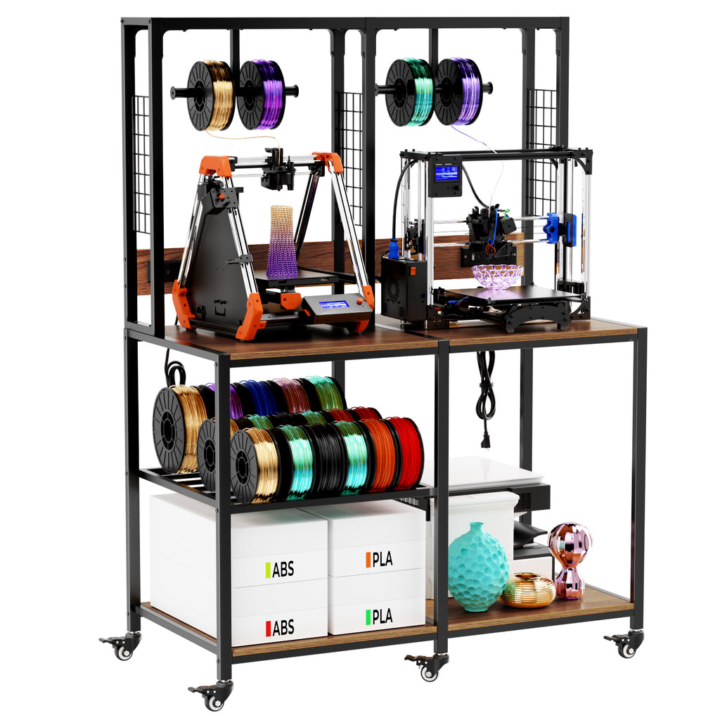 Double 3D Printer Stand With Filament Storage Heavy Duty Metal Frame Dual 3D