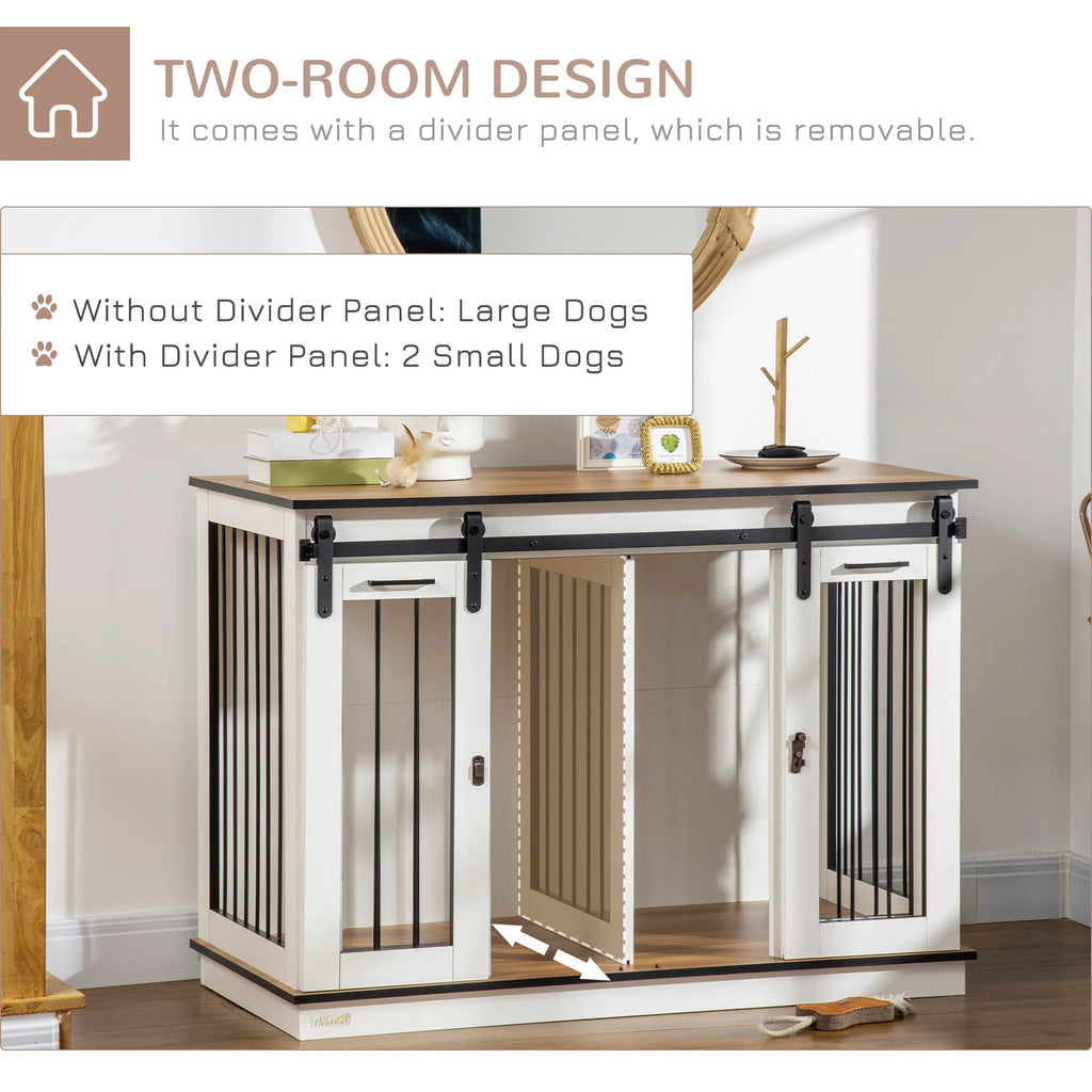 47in Dog Crate Furniture with Divider Panel Wooden Dog Kennel TV Stand for - Image 4