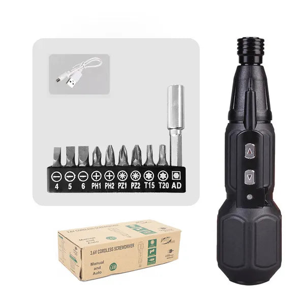 Electric Screwdriver Set 9 Bits USB Rechargeable Cordless Lithium Battery Power - Image 2