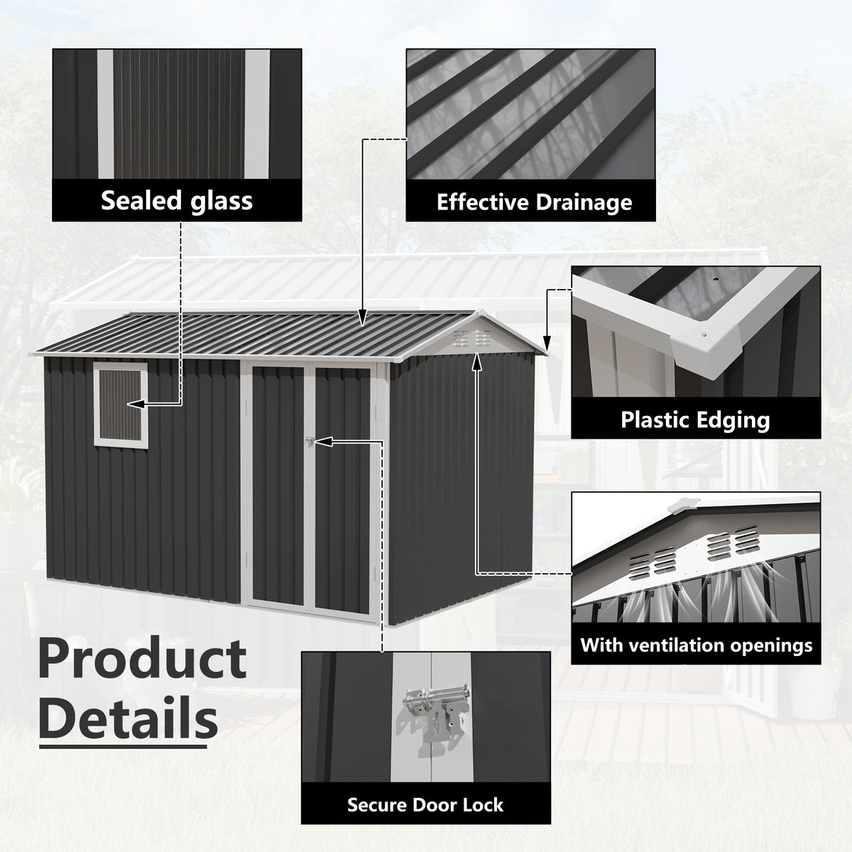 9x6 Outdoor Metal Storage Shed