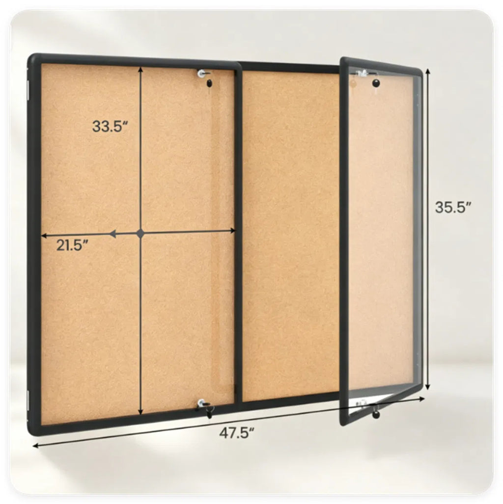 Outdoor Lockable Cork Bulletin Board Aluminum Framed Enclosed Notice Display - Image 2