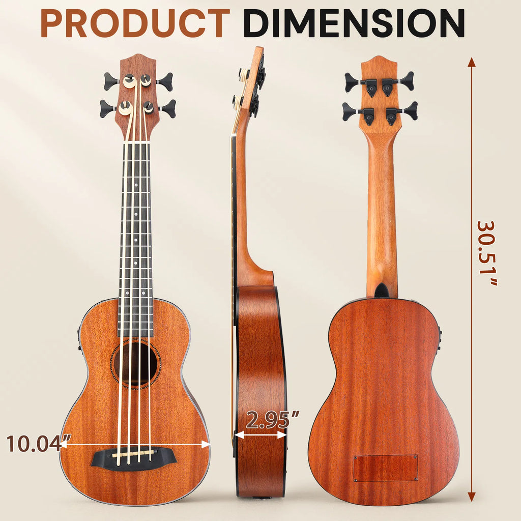 30 inch ukulele bass mahogany body with EQ comes with cotton bag capo strap - Image 2