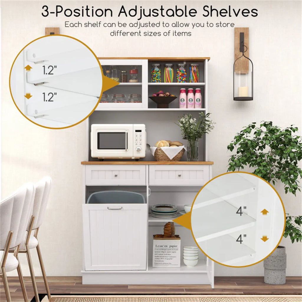 68 Inch Tilting Trash Cabinet with Hidden Trash Can & Multi Storage - Image 5