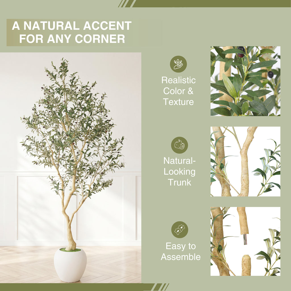 8.2FT Artificial Olive Tree With Big Decorative White Pot Tall Indoor & - Image 4