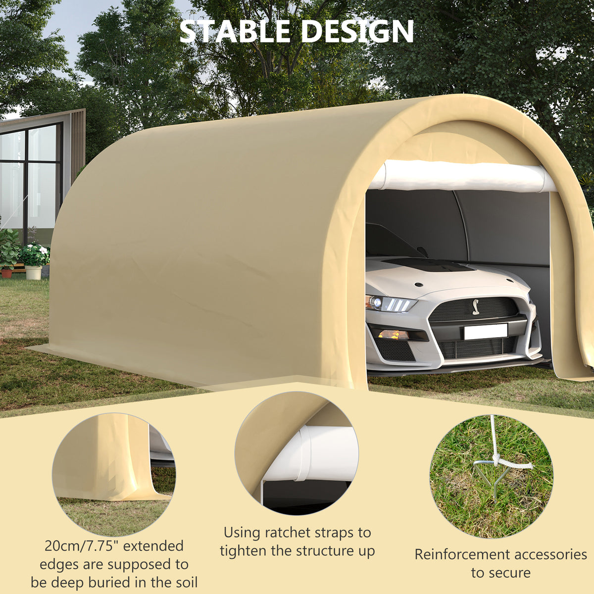 10' X 16' Carport Heavy Duty Portable Garage Storage Tent With Large Zippered - Image 2