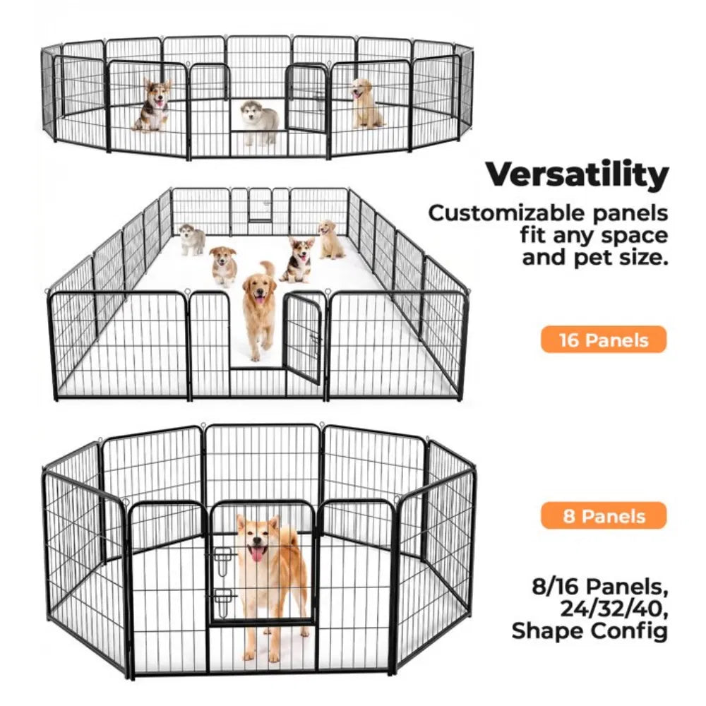 Dog Playpen Indoor Fence Height Metal Exercise Pen with Door Small - Image 5