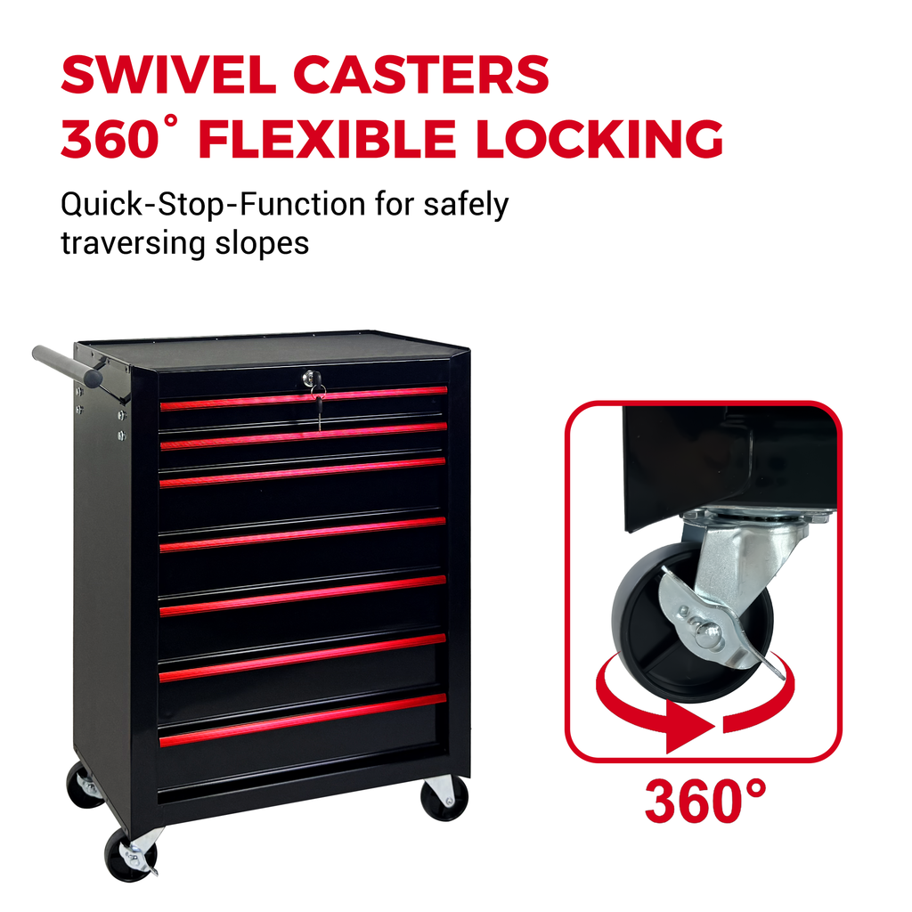 7 Drawer Rolling Tool Storage Cabinet With Detachable Top Tool Box Universal - Image 5