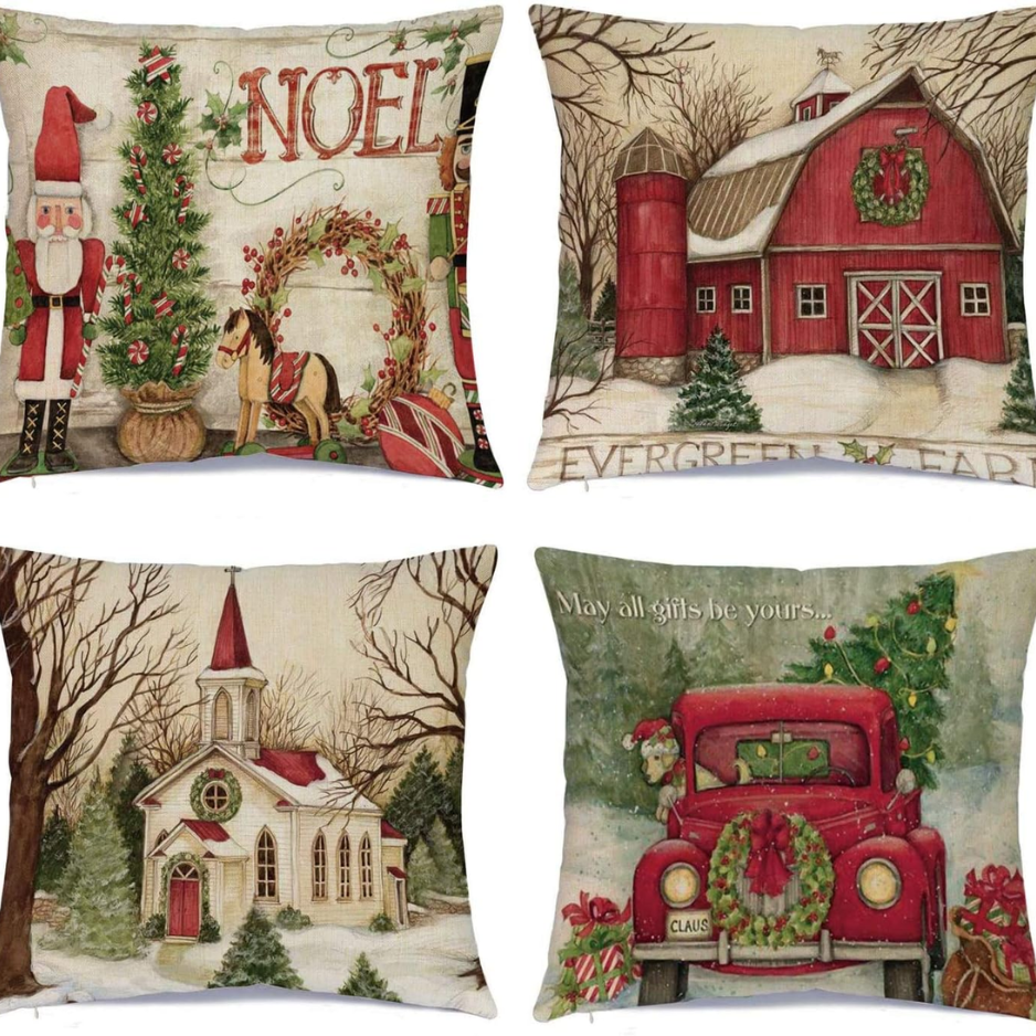 Christmas Decorations Pillow Covers 18 Inches Set Of Xmas Series Cushion