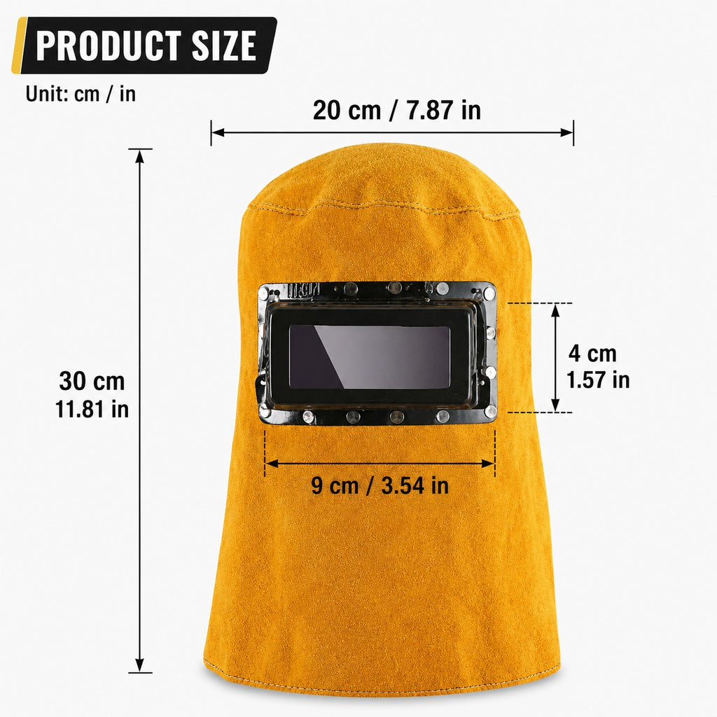 Welding Mask Helmet With Lens Leather Hood Sweat Absorbent Welder Work Hat Gear - Image 3