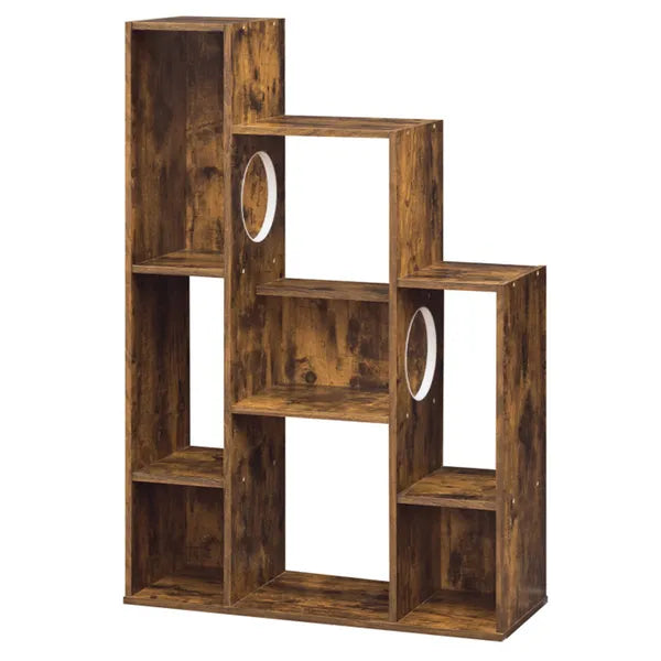 Cat Bookshelf Cabinet (Rustic Brown) 8 Organized Storage Sections & Multiple - Image 2
