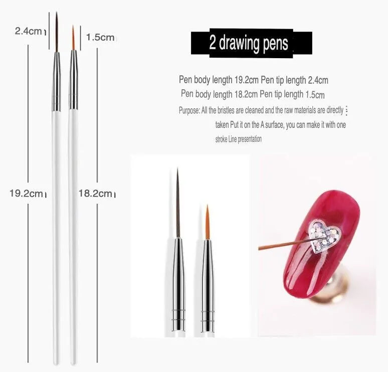 20PCS/Set Nail Art Design Dotting Painting Drawing Polish Brush Pen Tools UV Gel - Image 5