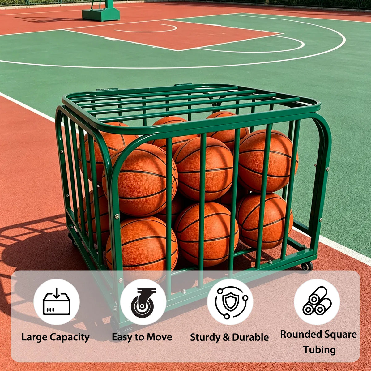 Ball Storage Cart Basketball or Volleyball Storage Bin with Wheels Basketball