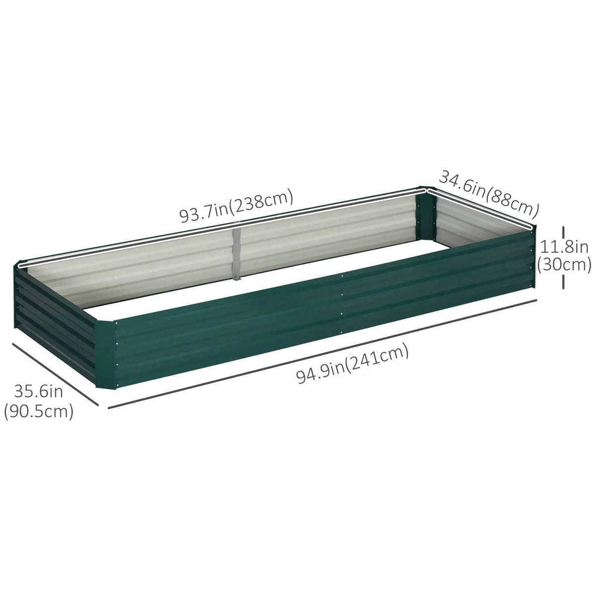 95" x 36" x 12" Galvanized Raised Garden Bed Metal Elevated Planter Box for - Image 3