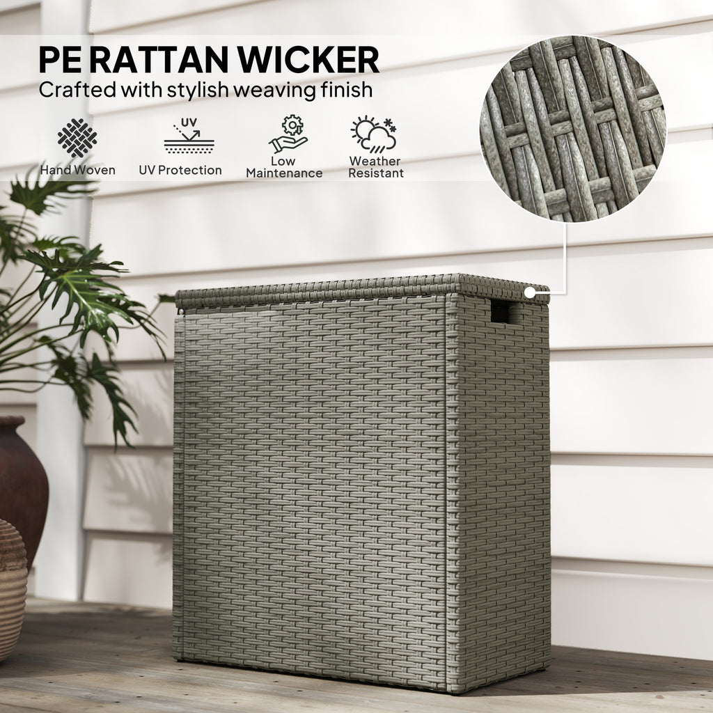 17 Gallon Small Deck Box Wicker Outdoor Storage Box with Acacia Wood Top for - Image 4