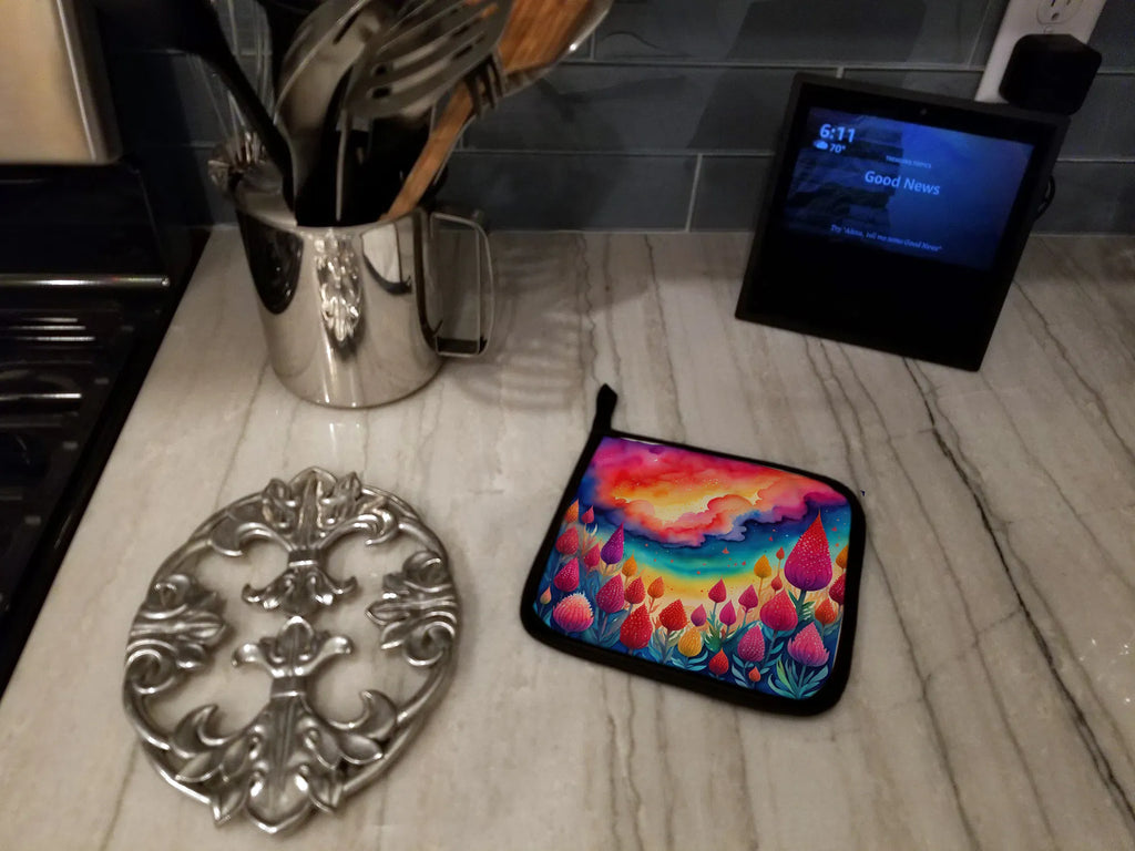 Colorful Celosia Pair of Pot Holders Kitchen Heat Resistant Pot Holders Sets - Image 3