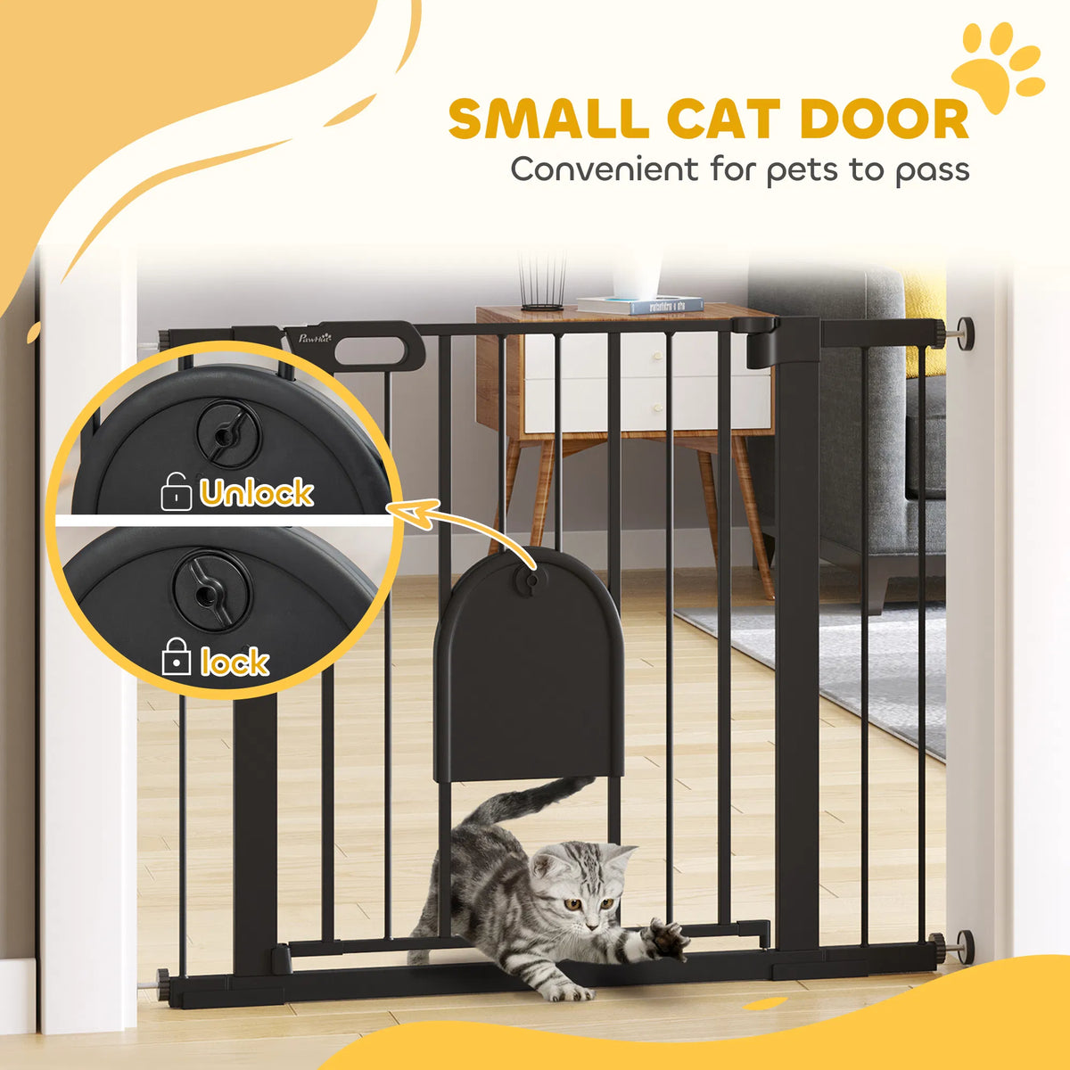 30" 41" Extra Wide Pet Gate Barrier with Small Door 30"H Dog Gate with Safety - Image 5
