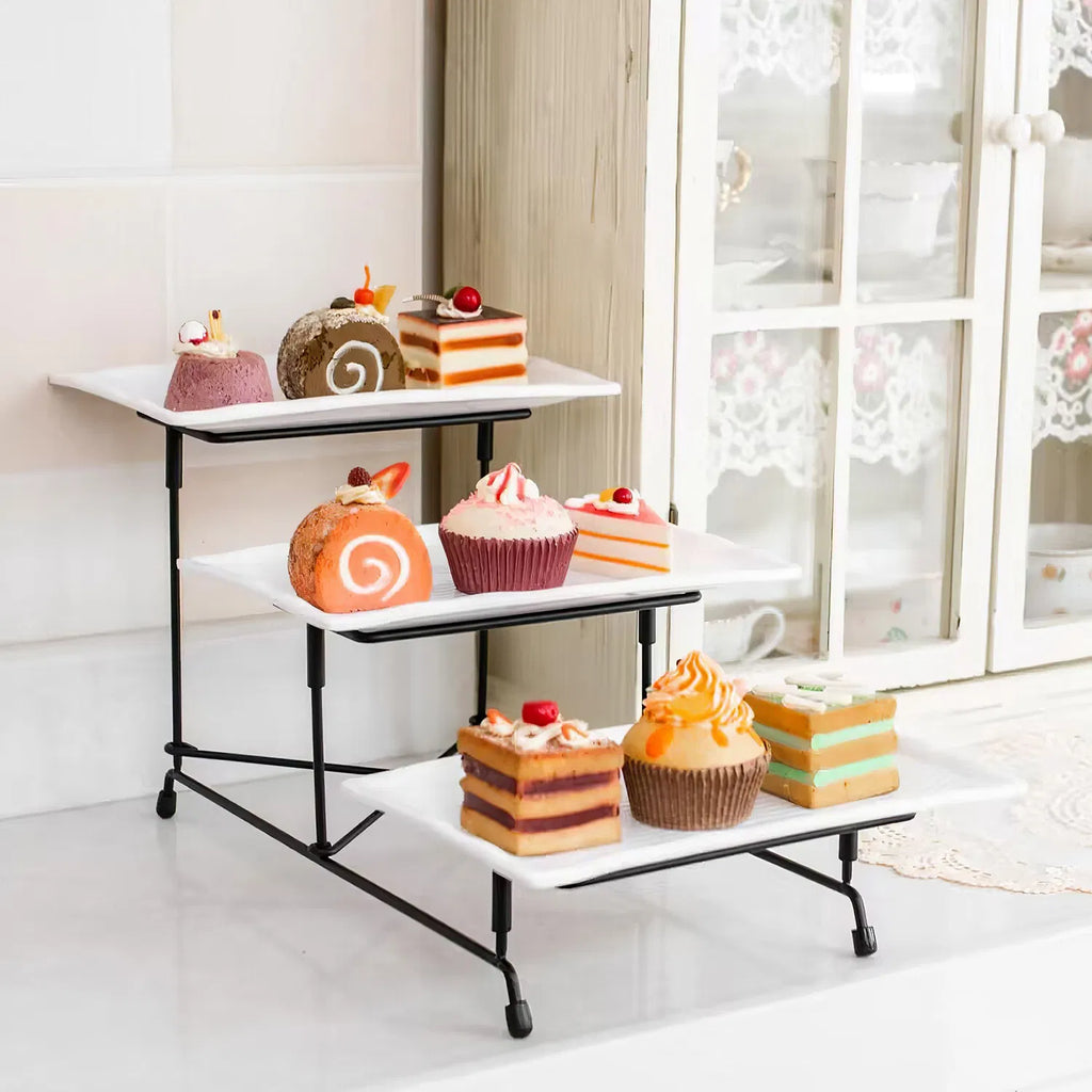 3 Tier Plastic Serving Tray Dessert Server Display Serving Stand Dinnerware