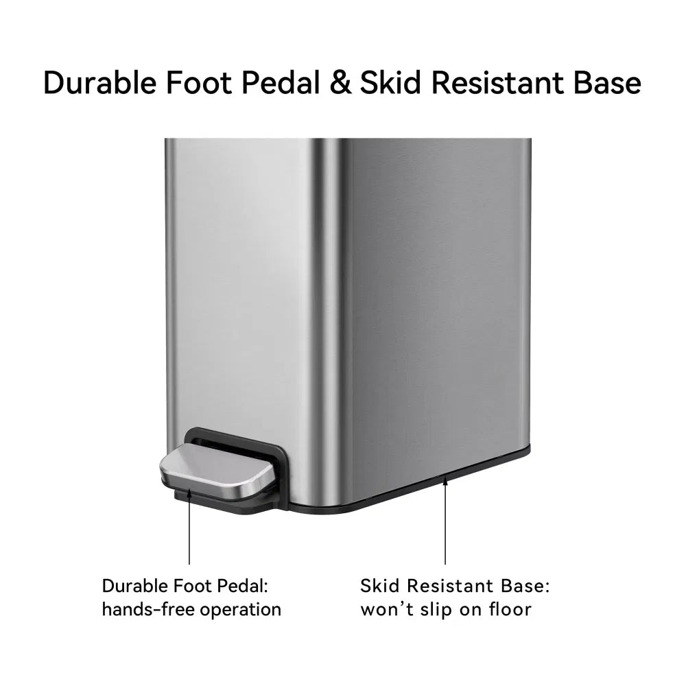 Bedroom / Office Trash Can 2.6 Gallon Small Stainless Steel Step Garbage - Image 3