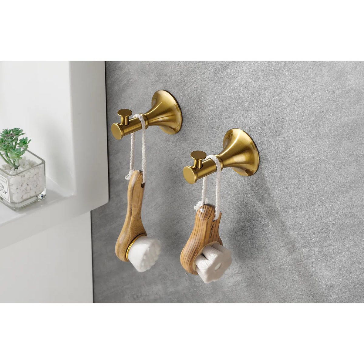 6 Piece Brass Bathroom Towel Rack Set Wall Mount - Image 5