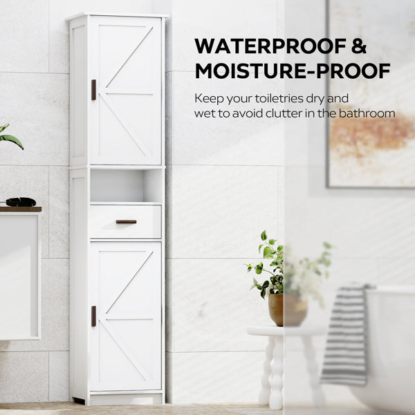 69" H Tall Bathroom Storage Cabinet with 2 Barn Doors and 1 Drawer Narrow - Image 5