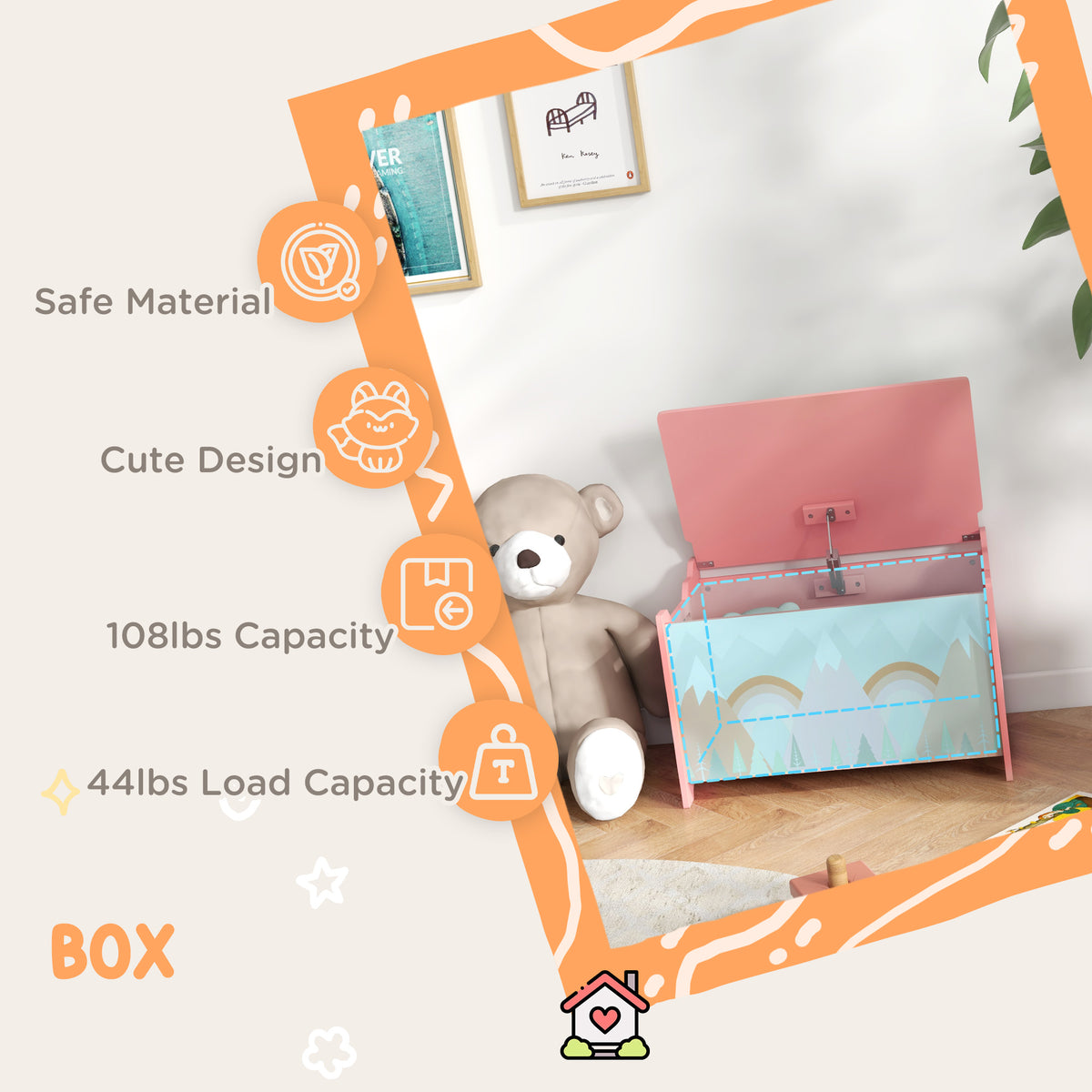 storage chest with lid box packaging and components