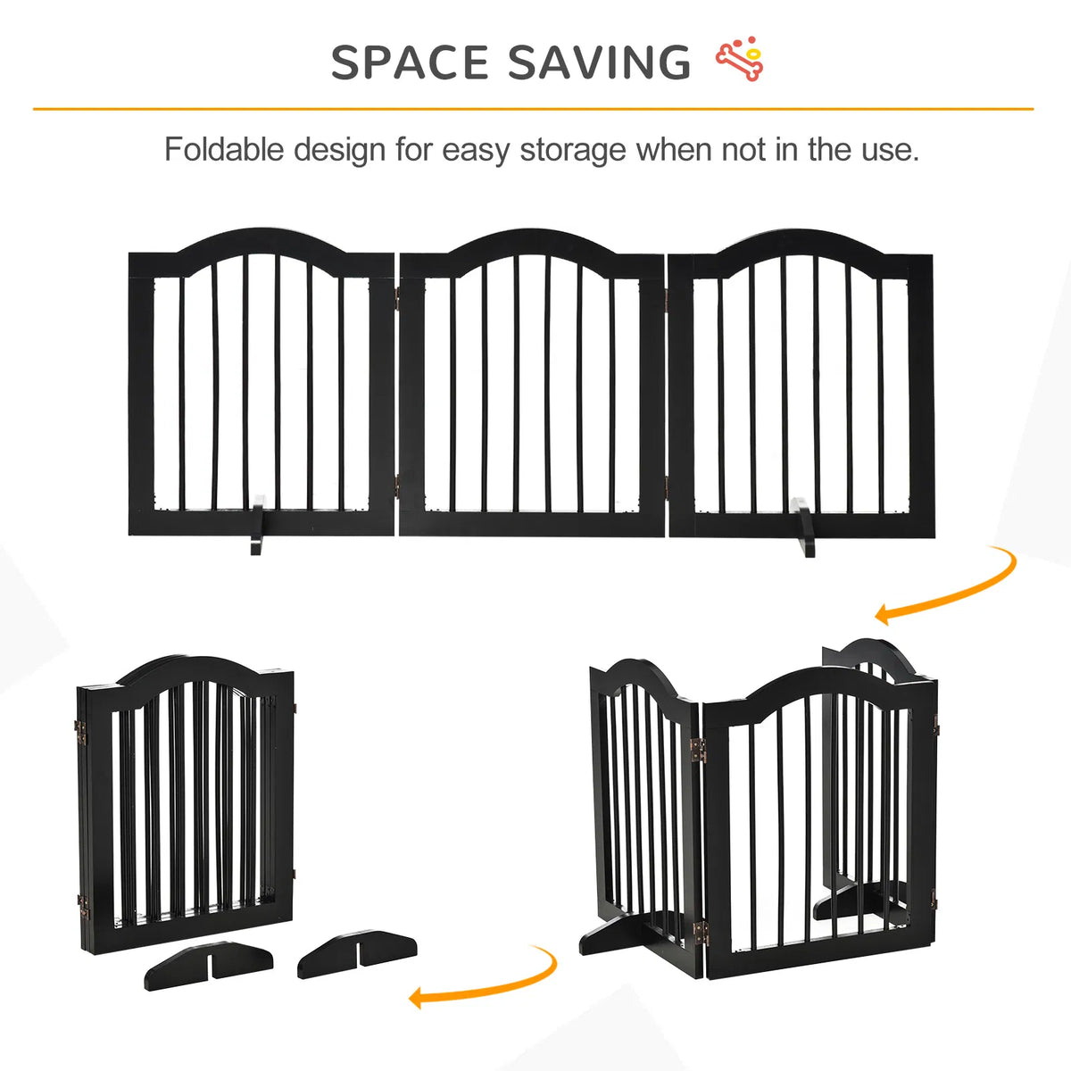 24"H Foldable Dog Gate 3 Panels Freestanding Pet Gate Barriers Indoor with - Image 5
