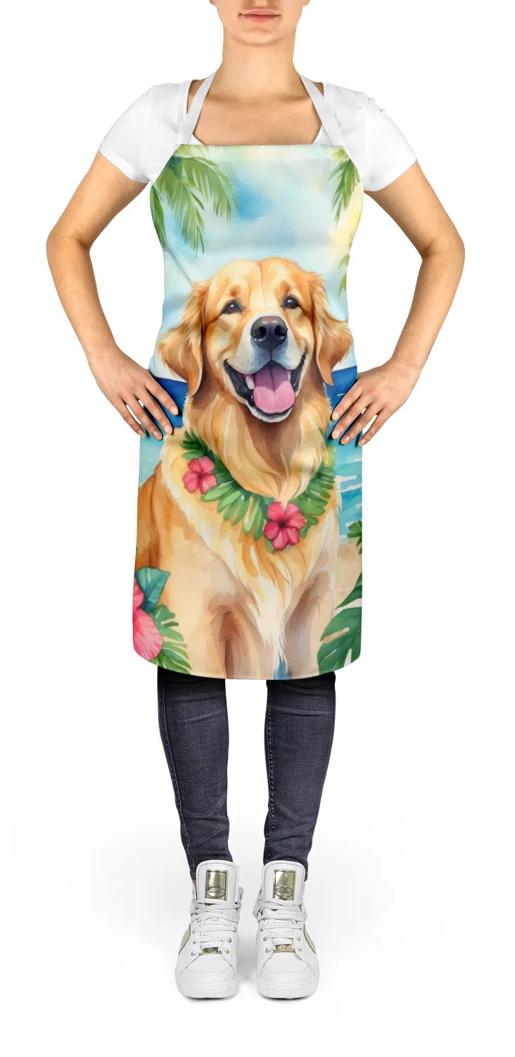 Golden Retriever Luau Apron Cooking Kitchen Server Baking Crafts Gardening for - Image 3
