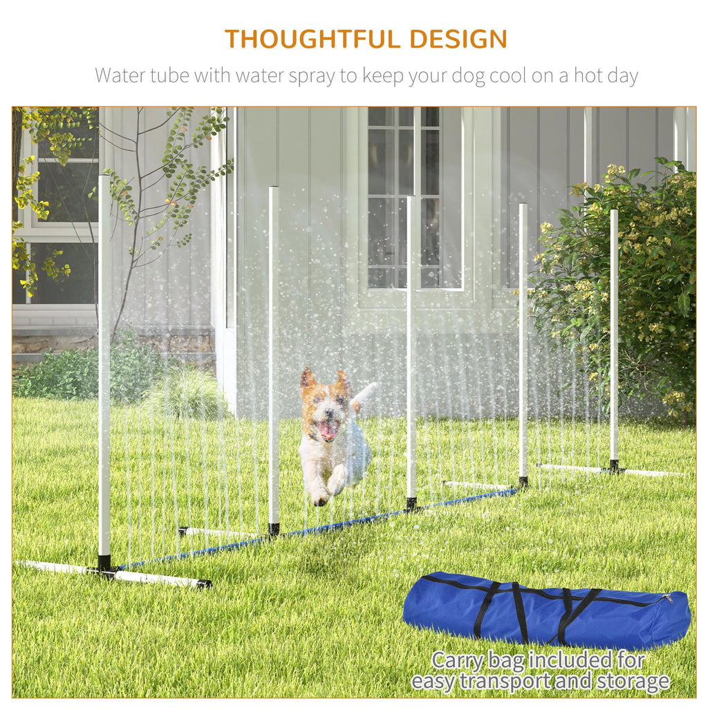 2PCs Dog Agility Kit with Weave Poles Spray Water Tube Whistle Carry Bag White - Image 2