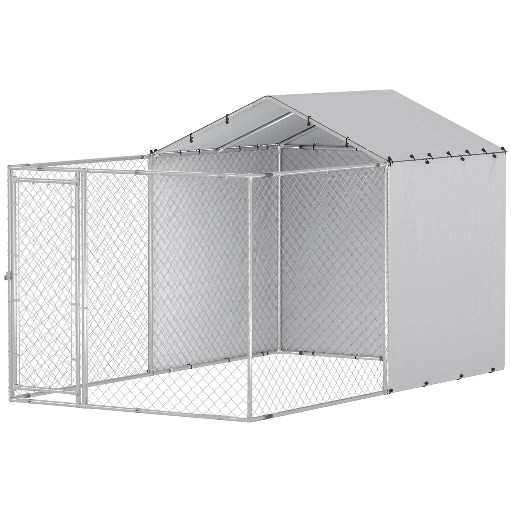 Galvanized Steel Dog Kennel Outdoor with Waterproof & UV Resistant Cover for