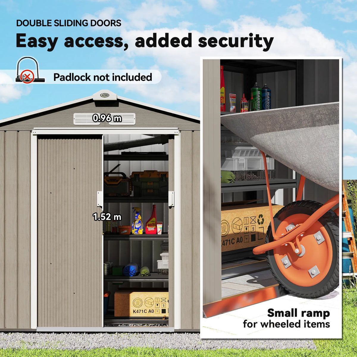 7' x 4' x 6' Garden Storage Shed Outdoor Patio Metal Tool Storage House w/ - Image 4