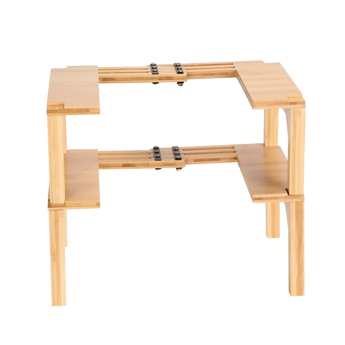 2 Tier Kitchen Spice Rack Expandable Bamboo Spice Organizer Cabinet Stackable - Image 4