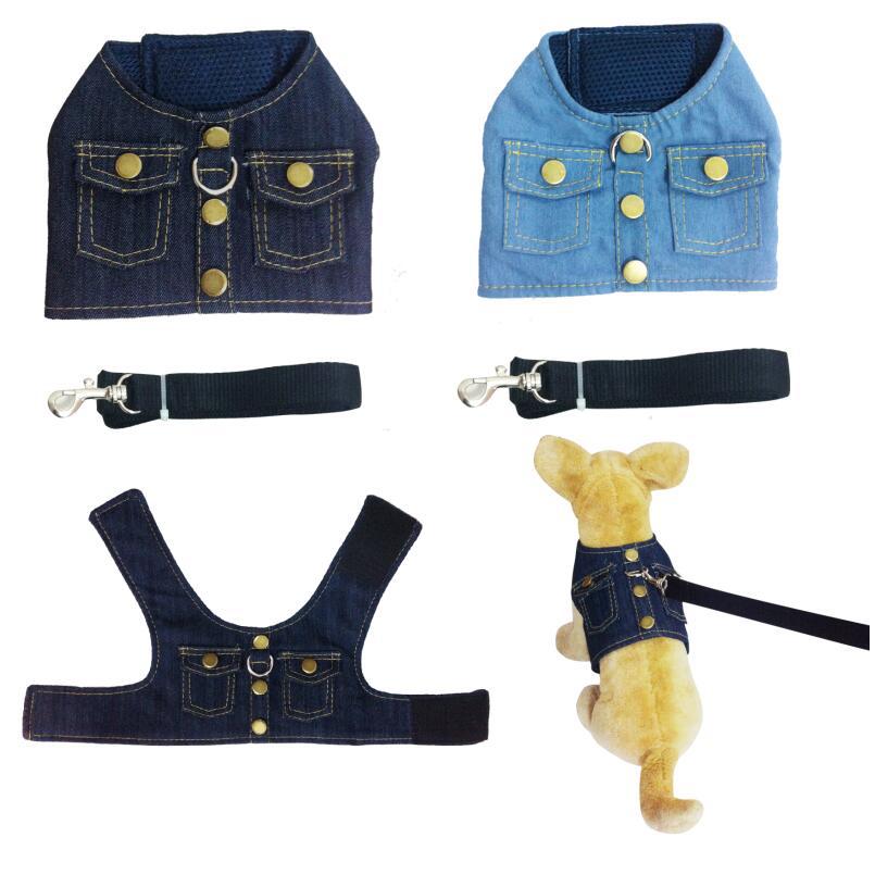 Pet Dog's Chest Harness Denim Jacket Back Leash Dog Supplies - Image 5