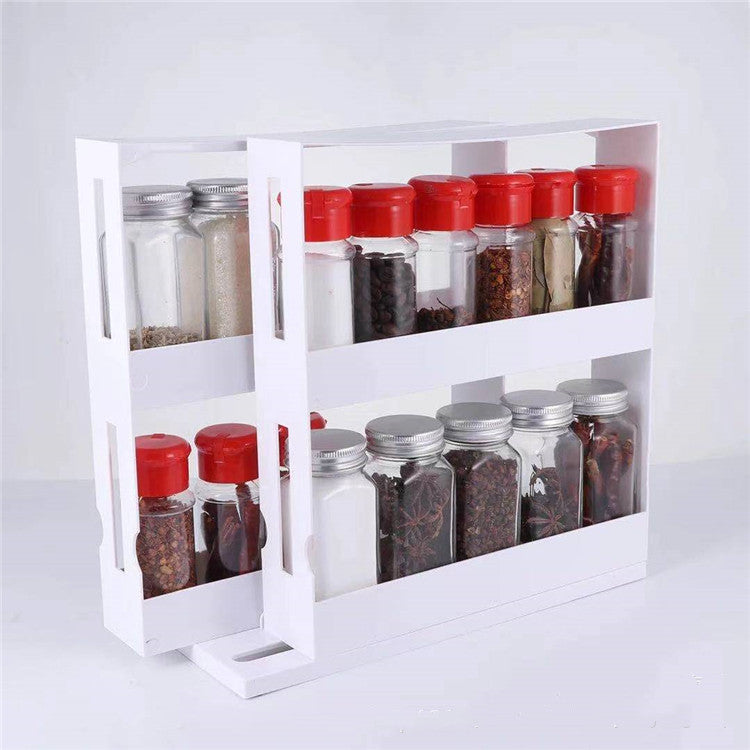 kitchen spice organizer rack double in use lifestyle
