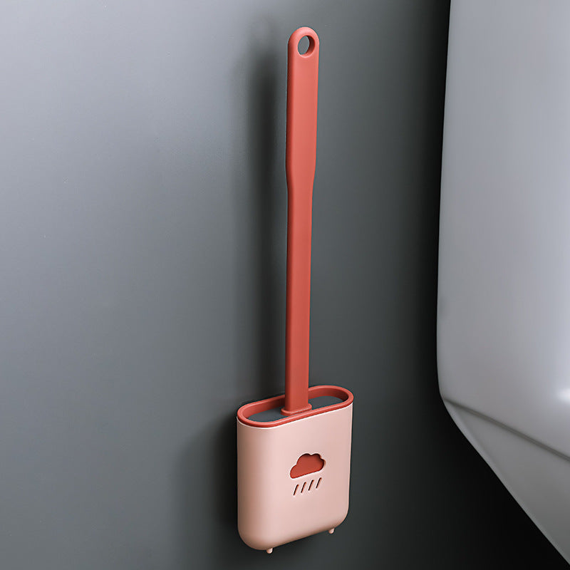 wall mounted silicone toilet brush in use lifestyle