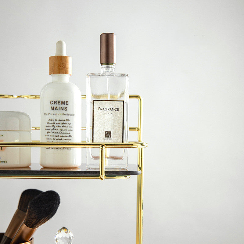 vanity storage box shelf tabletop in use lifestyle