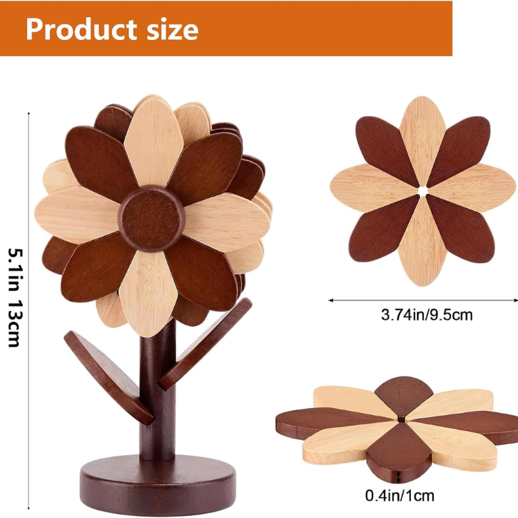 Wooden Flower Tree Trivet Decorative Hot Pad For Kitchen Heat Resistant Dish - Image 4