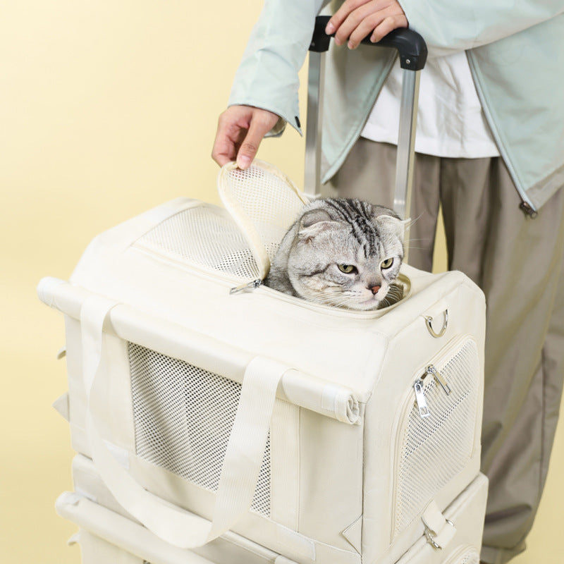 Pet Trolley Double deck Bus Luggage Cat Bag Portable - Image 2