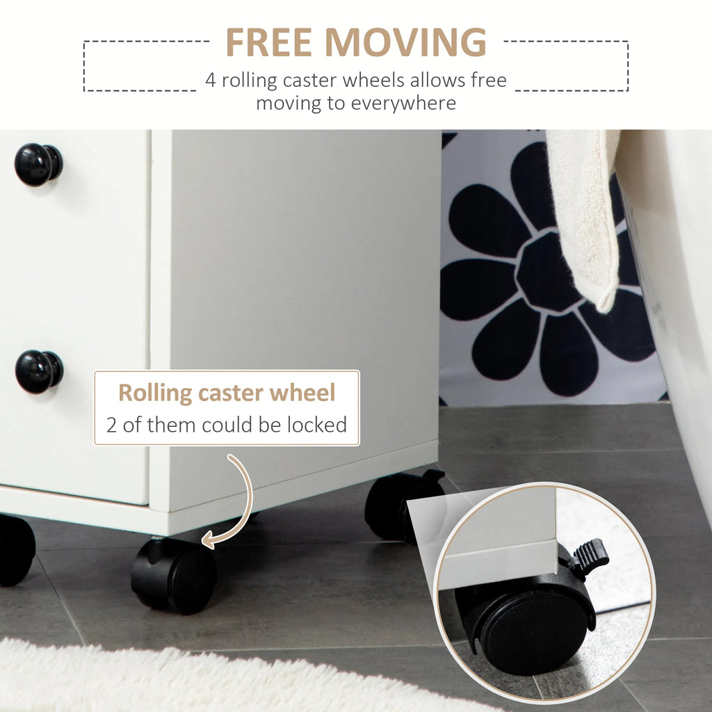 Slim Bathroom Cabinet with Wheels Narrow Bathroom Storage Cabinet with Door - Image 2